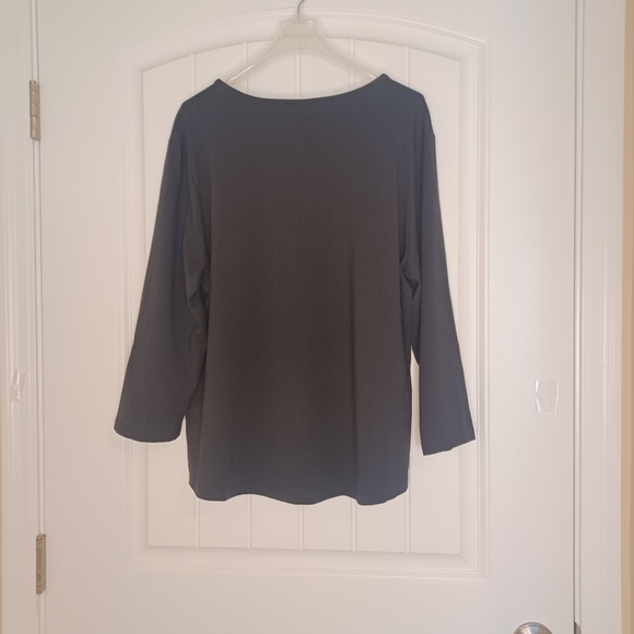 NEW Chicos Love Stripe Heart Scoop Neck Sequin 3/4 Sleeve Tee Shirt Sz Large NWT - Picture 2 of 9